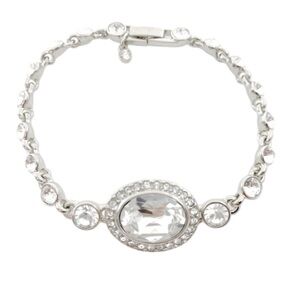 Givenchy Large oval Crystal Flex Bracelet Silver Tone Metal.